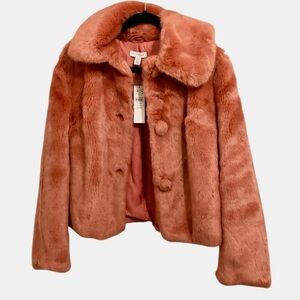 New Topshop faux fur cropped jacket